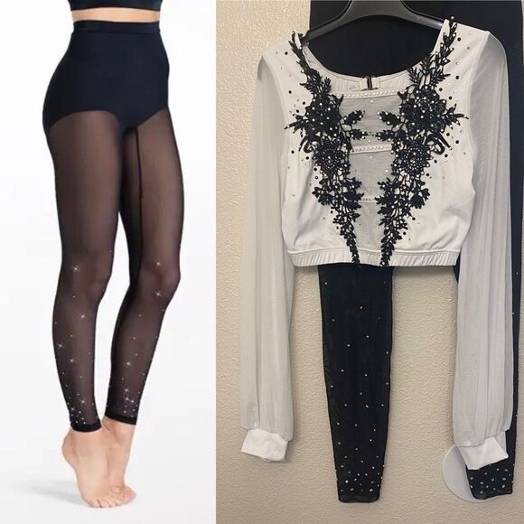 Weissman solo custom dance black white 2 piece Top
Crystal Leggings SM12697 SA - Picture 1 of 16